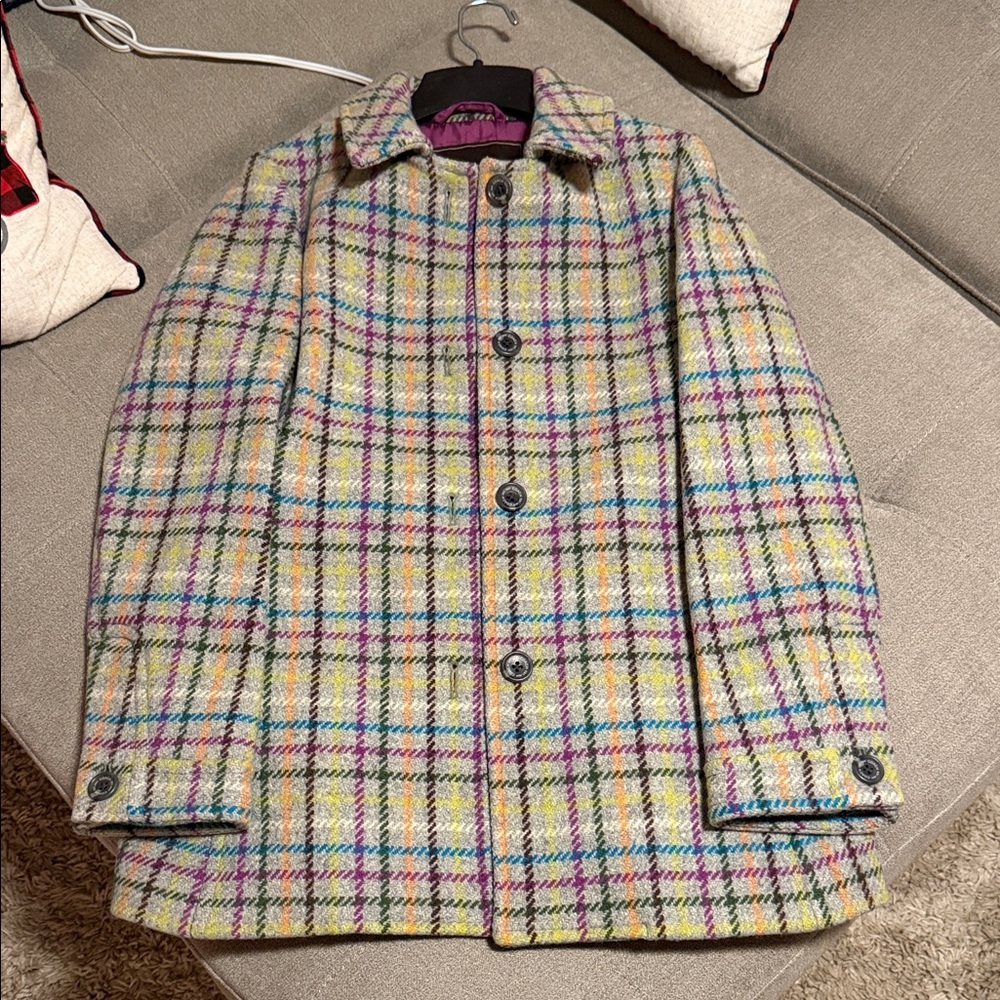 Coach Women's Vibrant Plaid Pea Coat